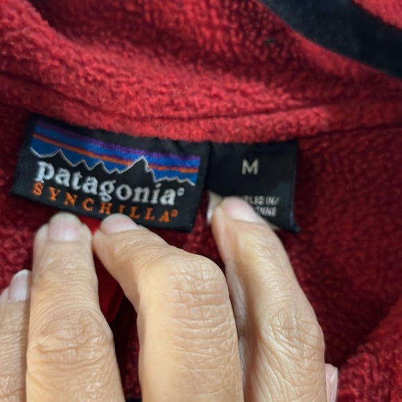 Patagonia Synchilla fleece pullover sweater pockets half zip red medium - Picture 8 of 8